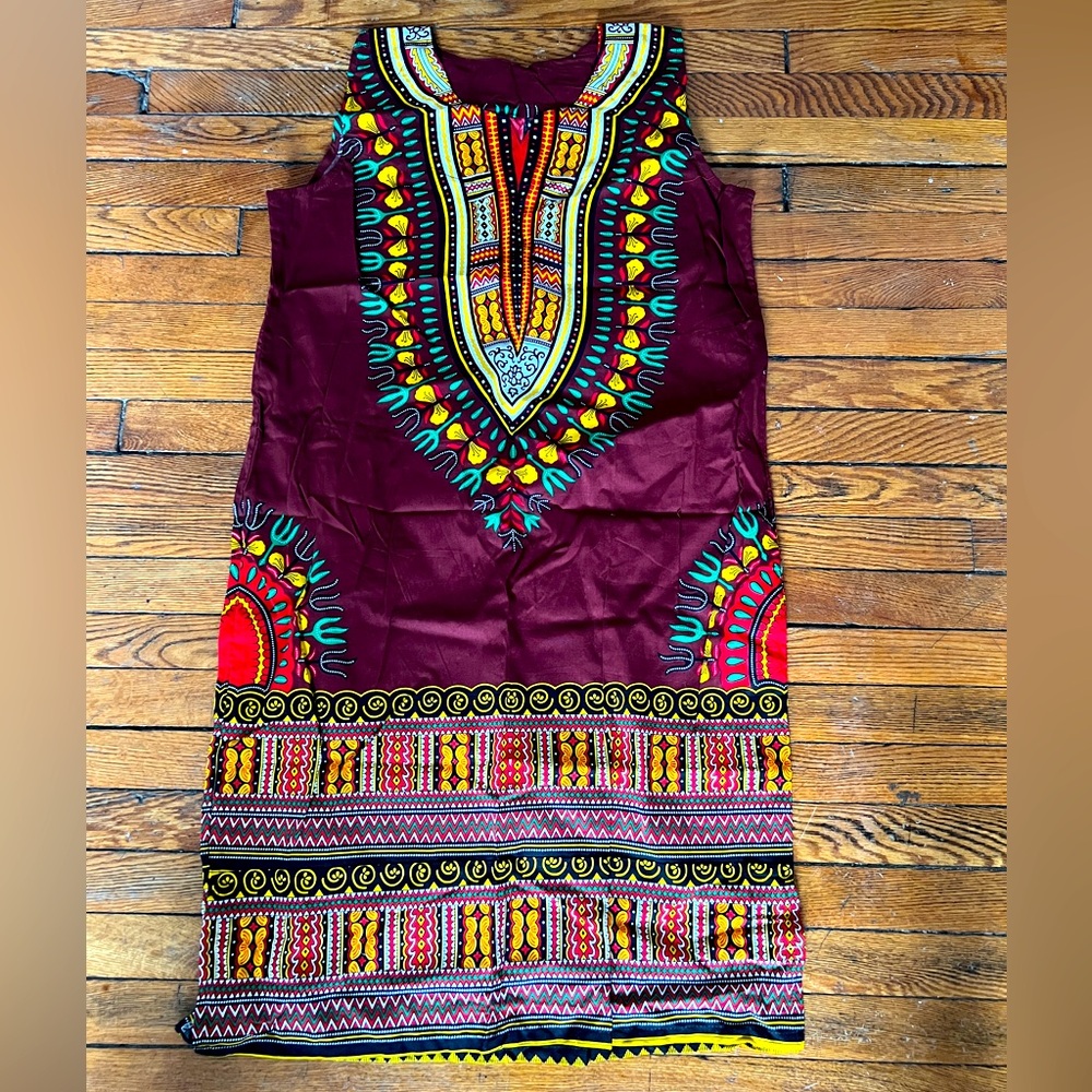 Sleeveless V-Neck Dashiki Dress